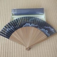 メンズ 扇子 山水画 木箱入り 扇子袋付きのサムネイル