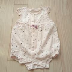 花柄半袖ロンパース 70cm ピンクのサムネイル