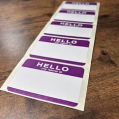 HELLO my name is ステッカー パープル5枚