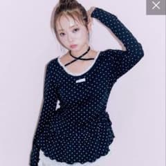 olive des olive 裾レースドロストトップス ドット ブラック - メルカリ