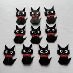 折り紙　ハンドメイド　黒猫　10枚のサムネイル