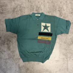半袖 ニットポロシャツ グリーン スターモチーフ デカ星 ニットポロのサムネイル