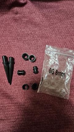 ボディピアスセット 8mm 0G ブラックのサムネイル