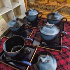 0581　美濃焼 深山窯 皿 コップ スプーン 5客セット 美濃焼荘山窯コーヒーカップセット - メルカリ