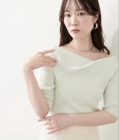 美品　naturalcouture ドレープ半袖ラメニット　ミントのサムネイル