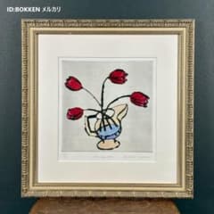 美品 リチャード・スペア「モーニングローズ」カラー銅版画 直筆サイン入 お洒落額 美品 リチャード・スペア「モーニングローズ」カラー銅版画 直筆サイン