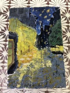 夜のカフェテラス 風 絵画 アクリル画のサムネイル