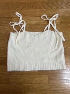 【美品】flower/ ニットビスチェ/ホワイト/レディース/ニットベストのサムネイル