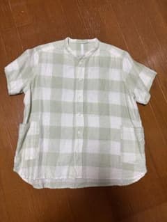緑と白のチェック柄 半袖シャツのサムネイル