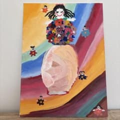 アート アクリル画 花 オリジナル 絵画 イラスト 一点物 - メルカリ