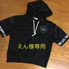 美品★ピンクラテ★フード付半袖カットソー★Mサイズのサムネイル