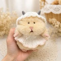 はむにぎり 着せ替え服セット パープル ホワイト ぬい活 ハンドメイド　紫のサムネイル
