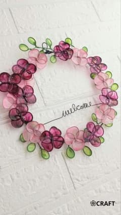 ワイヤークラフト ワイヤーアート ハンドメイド お花の幸運リース