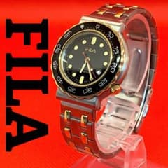 良品 FILA 腕時計 クォーツ コンビ メンズ デイト 稼動品 新品電池 