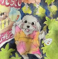 夏祭りの夜をなつかしんで　イラストのサムネイル