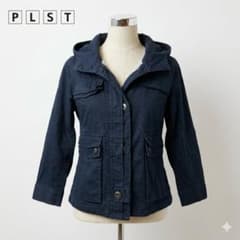 PLST 후드 밀리터리 재킷 사이즈 0 블랙 필드 재킷