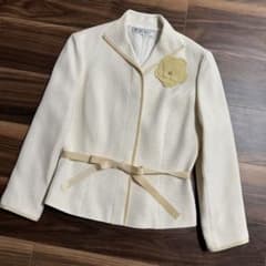 みんさま専用　エムズグレーシー　ジャケット　L ベージュ　コサージュ　グログランのサムネイル