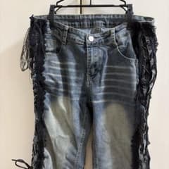 SHEINサイドレースアップ デニムパンツのサムネイル