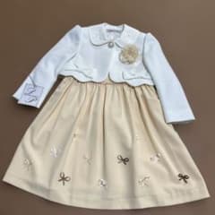 【綿ブラウス付き】フォーマルドレスセット ホワイト/薄いオレンジ 120女子のサムネイル