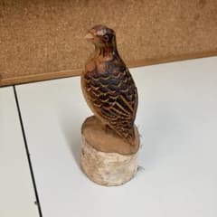 雷鳥 一刀彫 黒部峡谷 白樺 木彫り 清峰作 野鳥 特別天然記念物