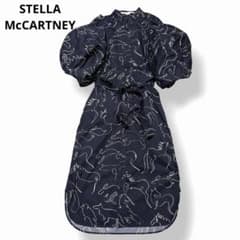 Stella McCartney パフスリーブ ワンピース ステラマッカートニー 美品✨動物柄】ステラマッカートニー パフスリーブ シャツワンピース