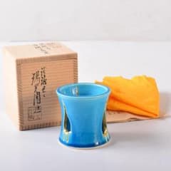 茶道具　膳所焼　淡海ぜぜ　陽炎園造　交趾写　立鶴蓋置　共箱　V7554 茶道具 膳所焼 淡海ぜぜ 陽炎園造 交趾写 立鶴蓋置 共箱 V7554 - メルカリ