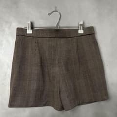 【ZARA】チェック柄 キュロット ショートパンツ Sサイズ ブラウンのサムネイル