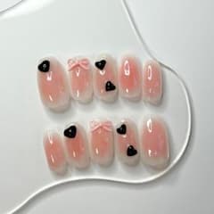 【C0039】ネイルチップ ミルキーホワイト ピンク チークネイル 大人可愛いのサムネイル