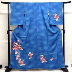 付け下げ 身丈164 裄64 金彩 ぼかし染め 花模様 正絹 着物 084ty
