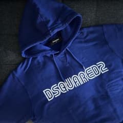 DSQUARED2 ネイビー ロゴ入り パーカーネイビーフード付き - メルカリ