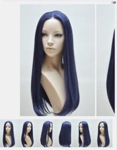 シペラス フロントレース コスプレウィッグ ロング ストレート ネイビーのサムネイル