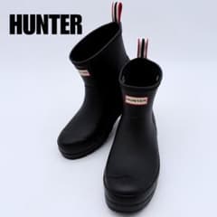 極美品】HUNTER ショートレインブーツ 紺 UK6 定番人気 - メルカリ