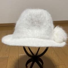 ラビットファ&ウール帽子　ホワイトのサムネイル
