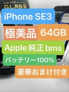 iPhone SE3 64GB Apple純正　bmsバッテリー100%のサムネイル