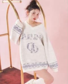 Darich《ダーリッチ》ミックスカラーロゴニットチュニック ホワイト 白