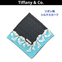 Tiffany&Co. ティファニー リボン柄 シルクスカーフ ブルー系 - メルカリ