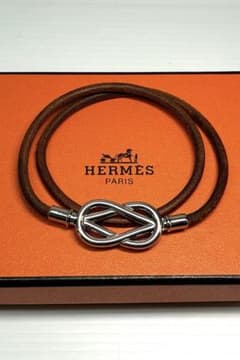 HERMES エルメス　アタメ　チョーカー　2連ブレスレット　シルバー金具　箱付 良品 エルメス アタメ チョーカー 2連ブレスレット シルバー金具 箱