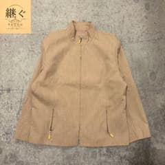 vintage 00s ノーカラージャケット ベージュ ジップアップ　Mサイズ