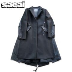 サイズ2 sacai サカイ ドッキング MA1 ロングコート ウール 2021