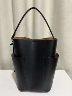 ブラックレザー バケットバッグ ハンドバッグのサムネイル
