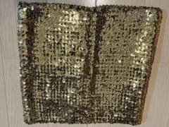 チューブトップ　スパンコール　ゴールド　美品のサムネイル