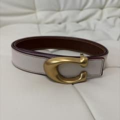 COACH ホワイト　ブラウン　リバーシブル　ベルト　ゴールド COACH ホワイト ブラウン リバーシブル ベルト ゴールド - メルカリ