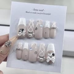 ネイルチップ 現品 オタク チェック イニシャル フレンチ スキンカラーのサムネイル