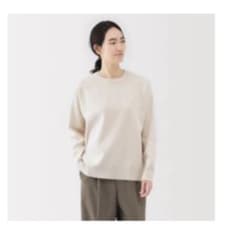 洗えるミラノリブ編みクルーネックセーターＬ・オフ白