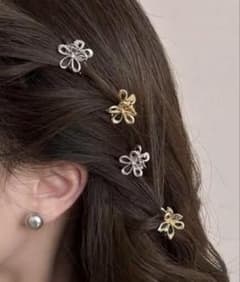 フラワー ミニヘアクリップ 4個セット ヘアアクセサリー 前髪クリップのサムネイル