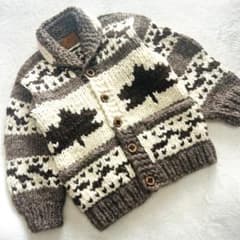 激レア 90s メープルリーフ柄 カウチンニット ハンドメイド 極厚 ウール メープルリーフ柄 カウチンニット ハンドメイド 極厚 ウール カナダ