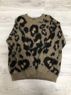 ヒョウ柄ニットセーター ベージュ/ブラック　レオパードのサムネイル
