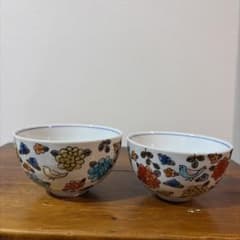 【レア・新品・未使用】九谷焼 双鳩窯（そうきゅうがま） 組飯碗 花鳥 色絵 レア・新品・未使用】九谷焼 双鳩窯（そうきゅうがま） 組飯碗 花鳥