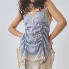 PELLICULE satin gather mini op blue - メルカリ