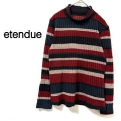 etendue 리브 니트 긴팔 하이넥 테두리 레트로 자연